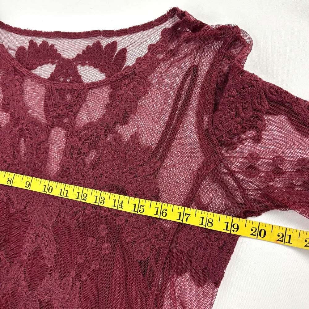 Burgundy Red Lace Shirt and Camisole – Medium - Picture 9 of 16